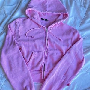 BRANDY MELVILLE pink cropped zip up